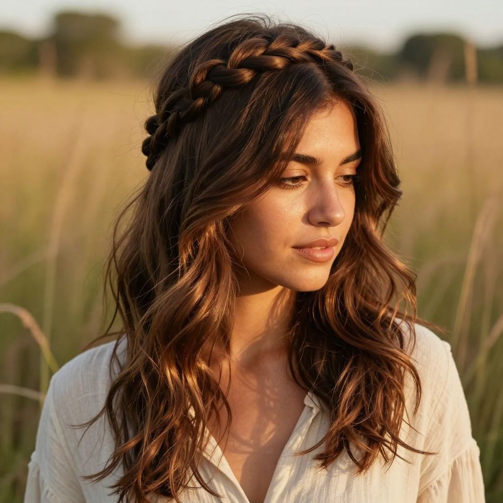 Braided Crown with Loose Waves