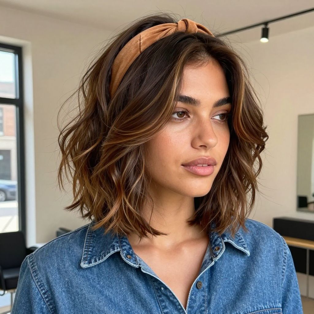 Tousled Bob with Cowboy Band