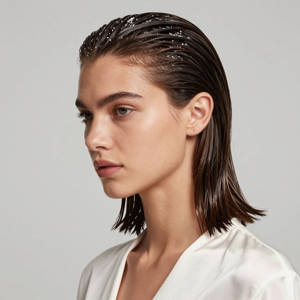 Slicked Back Wet Look with Glitter Roots