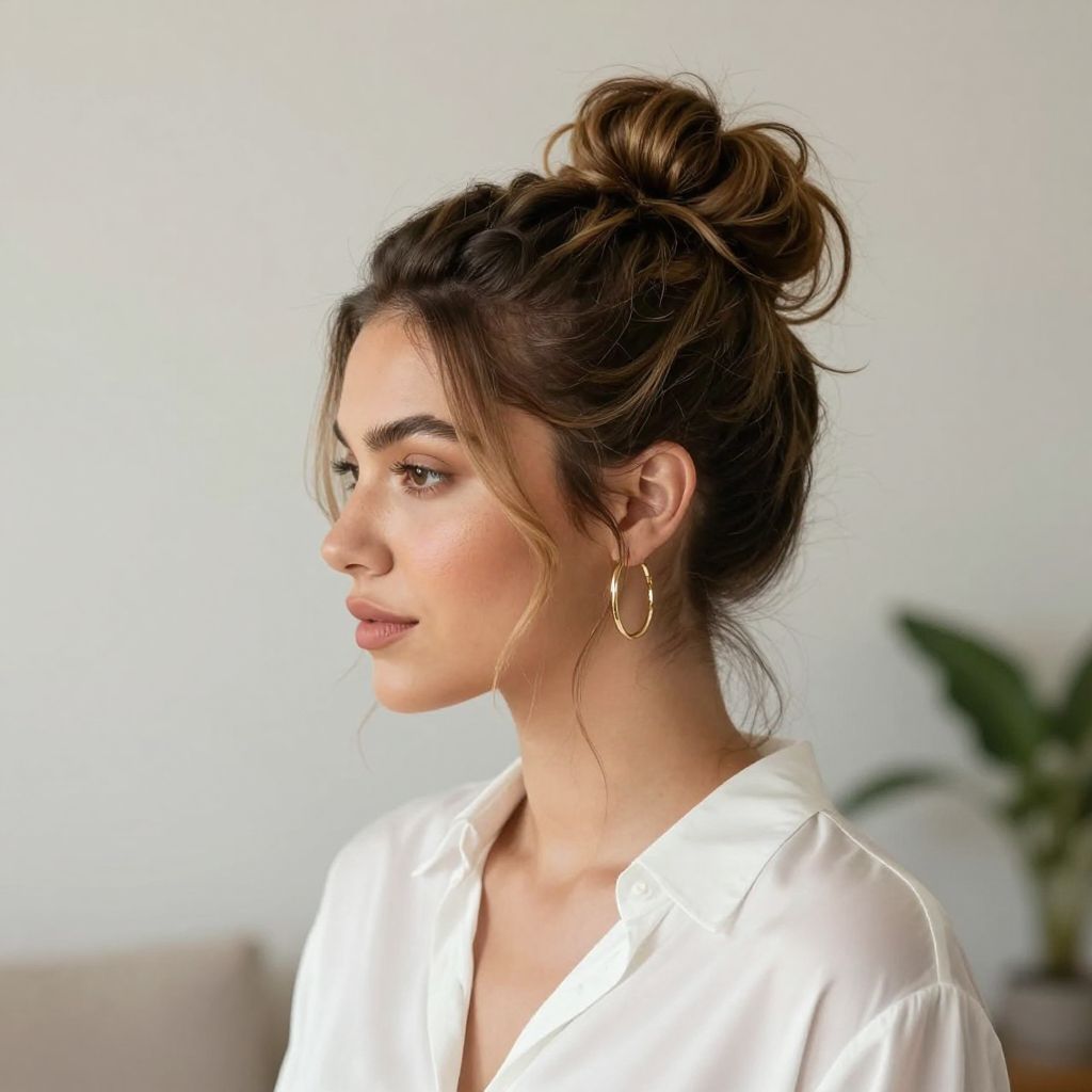 Crimped High Bun Accent