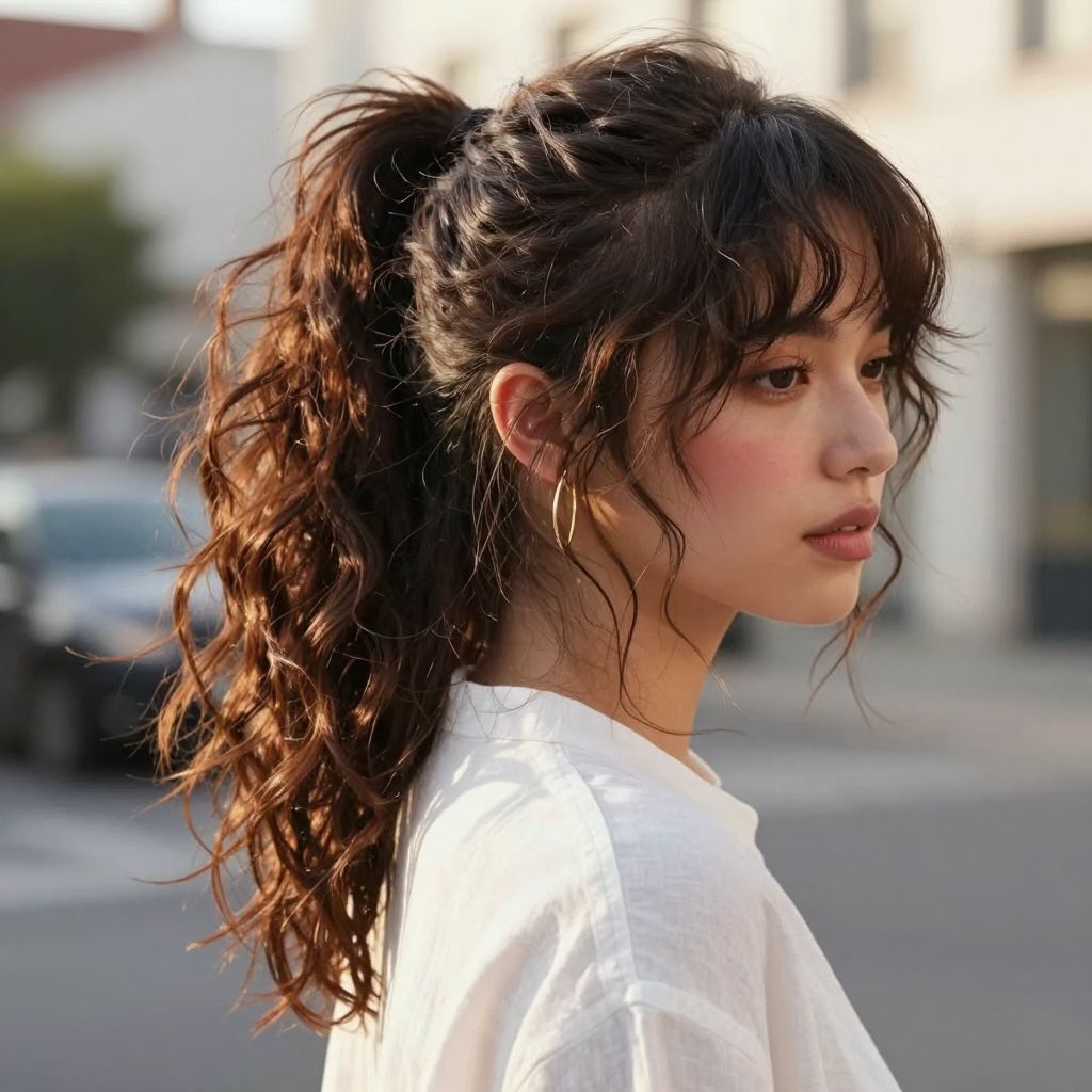 Messy Crimped Ponytail