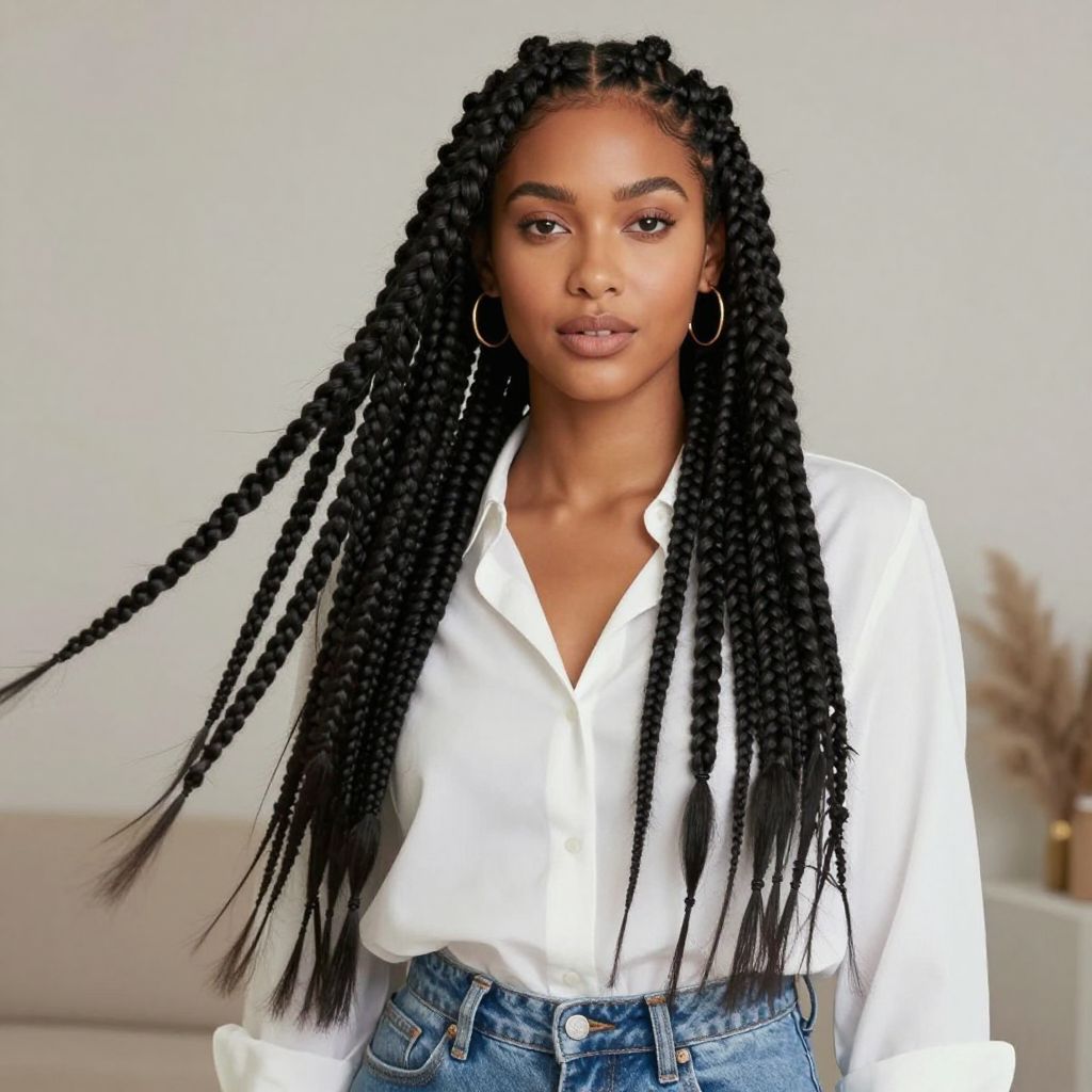 Classic Box Braids with Volume