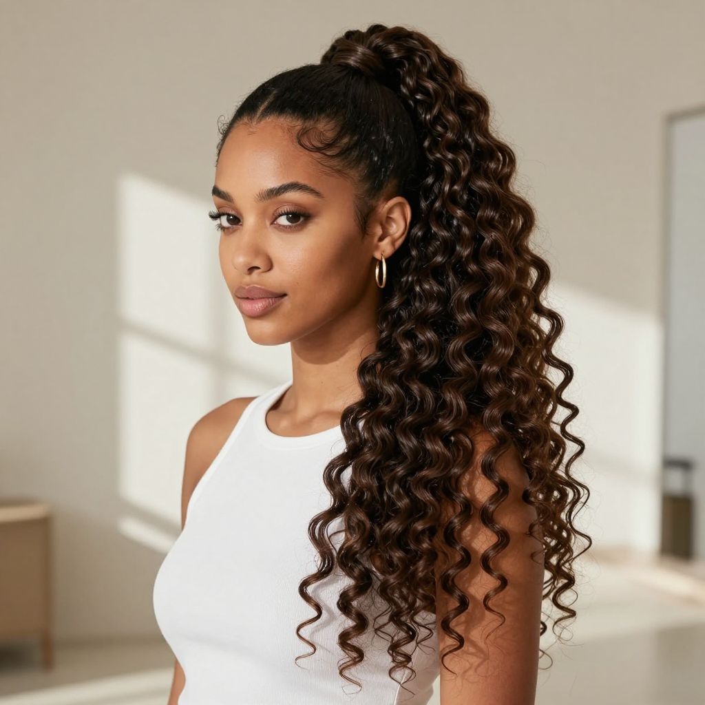 Crochet Ponytail with Defined Curls