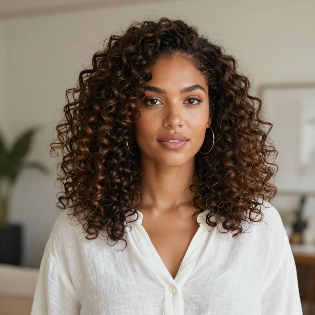 Voluminous Shoulder-Length Spiral Curls