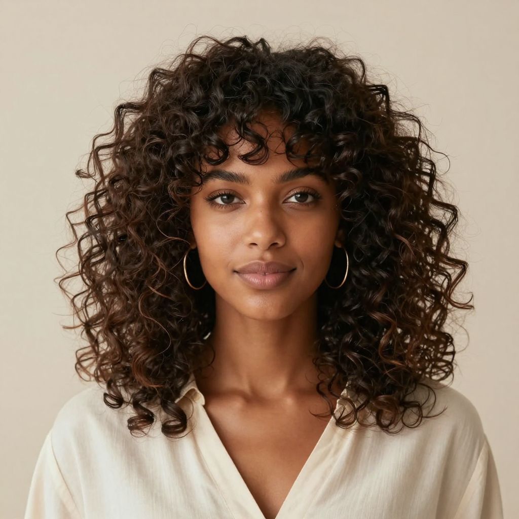 Curly Bangs with Natural Volume