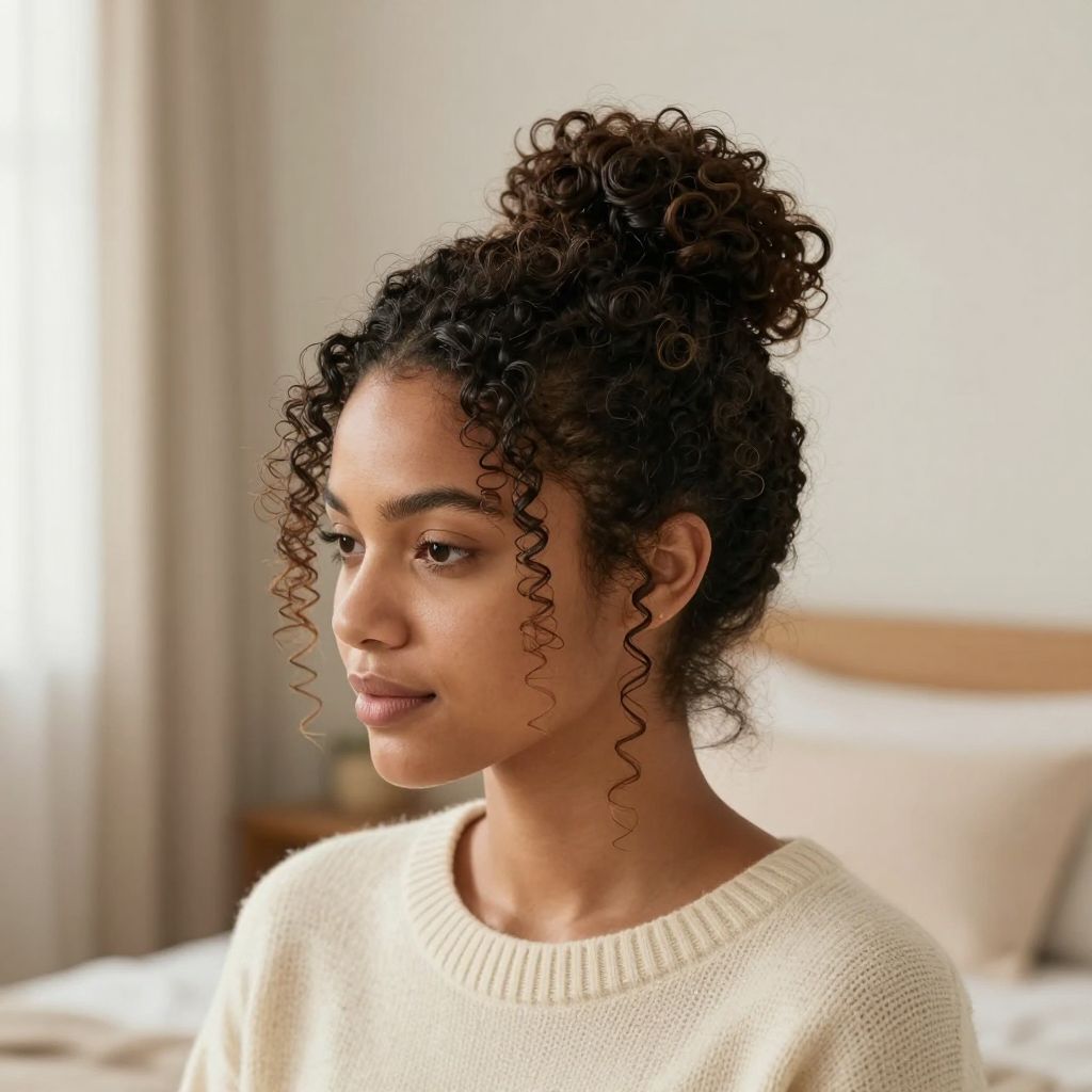 Pineapple Updo for Overnight Curl Preservation