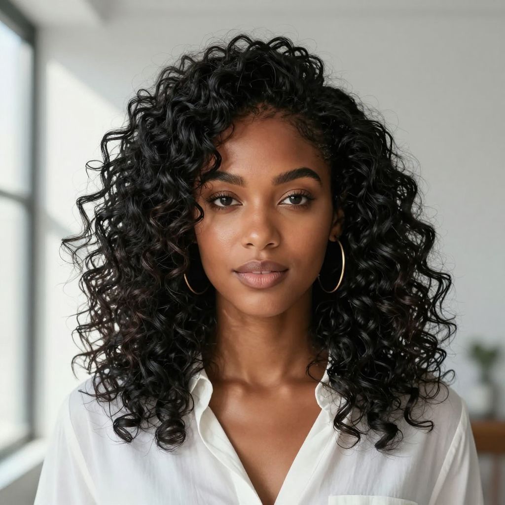 Half-Up High Puff with Edgy Front Curls