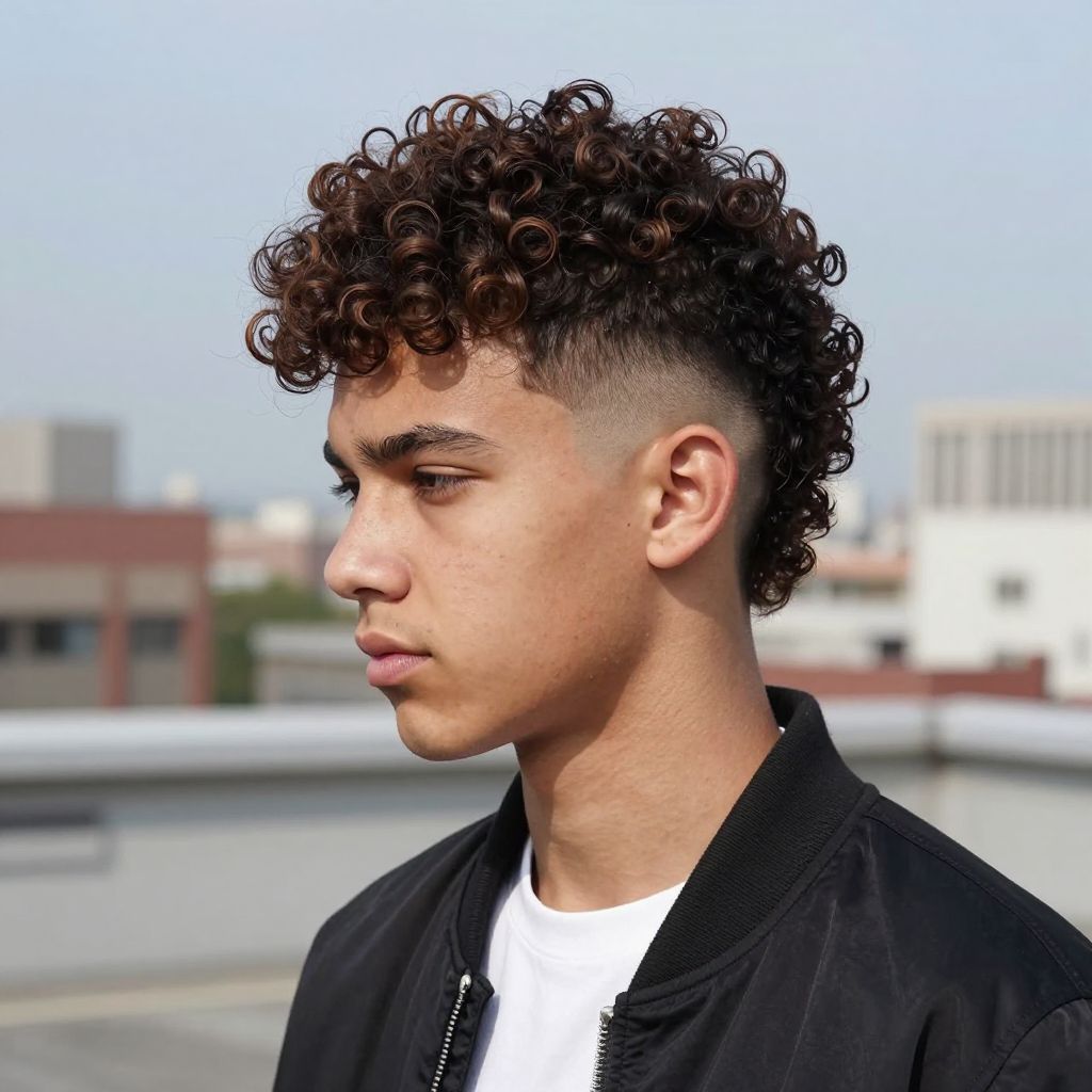 Curly Mohawk with Fade