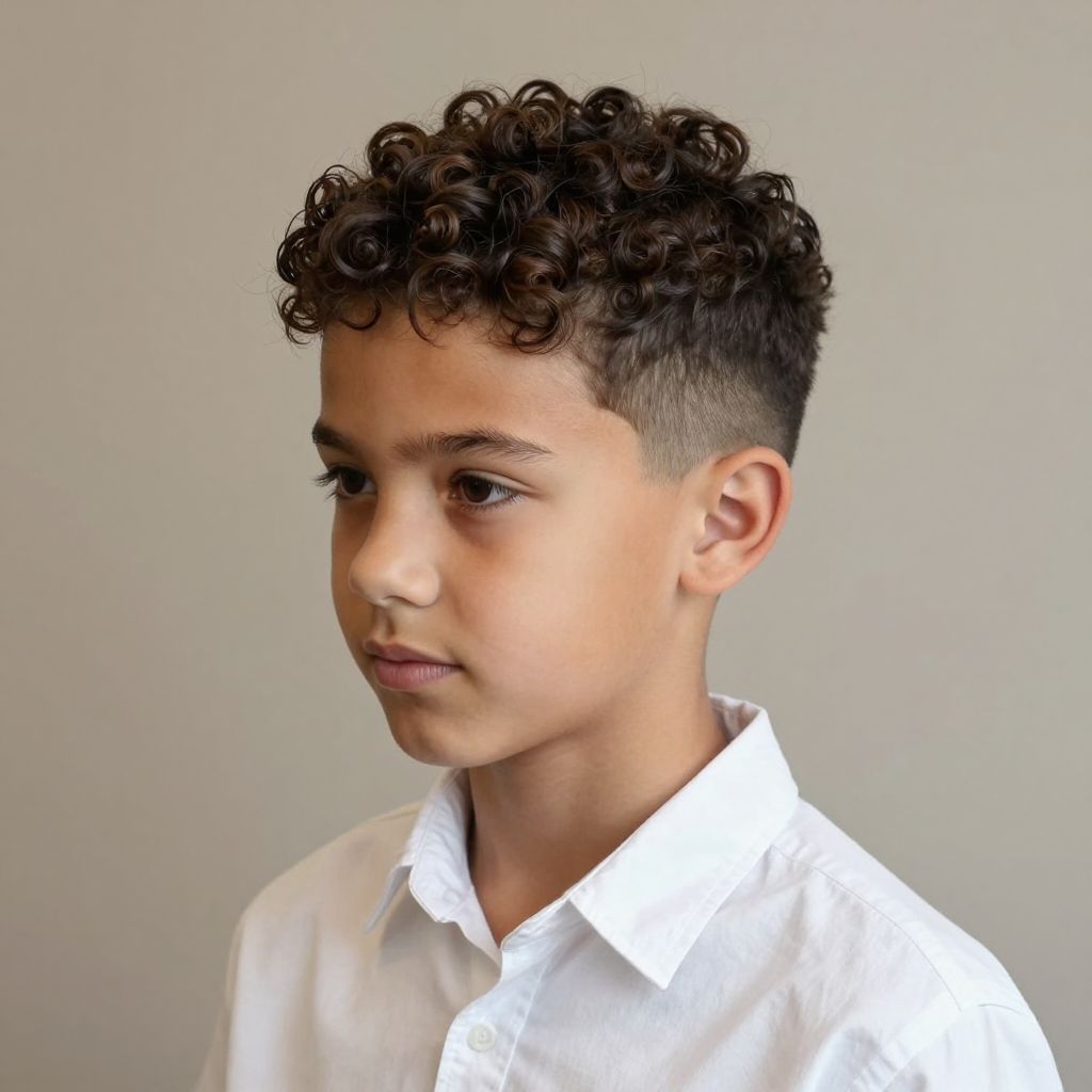 Short Curly Crop with Side Part