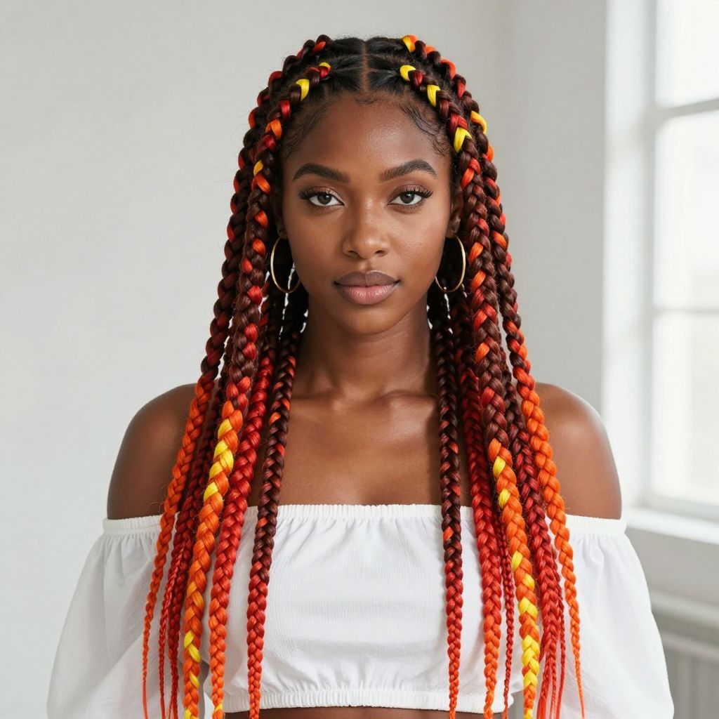 Chevron Braids with Colored Thread