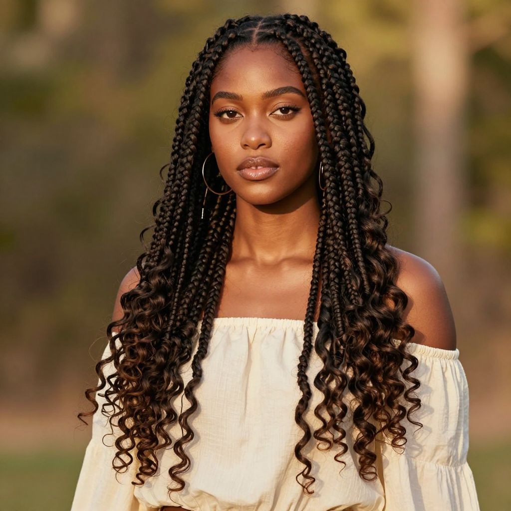 Goddess Braids with Curly Ends