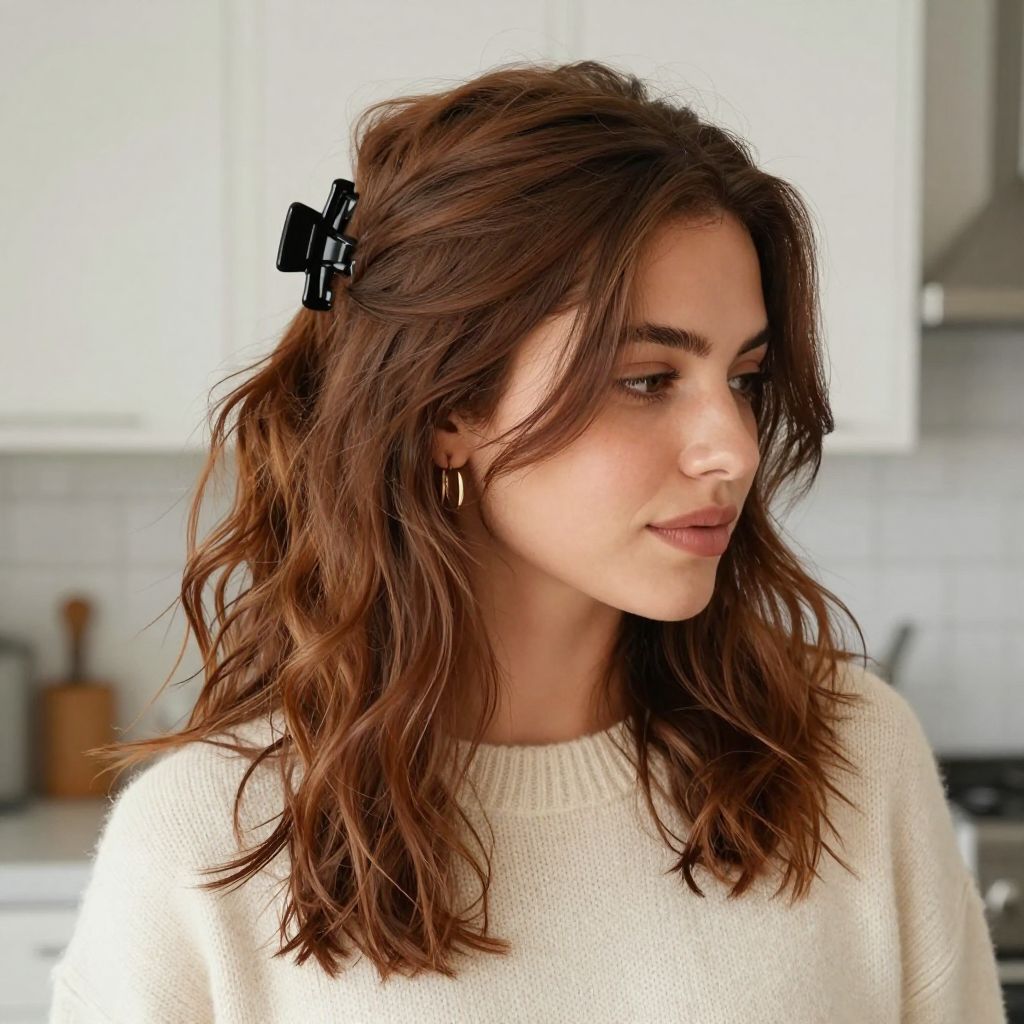 Messy Half-Up with Chunky Clip