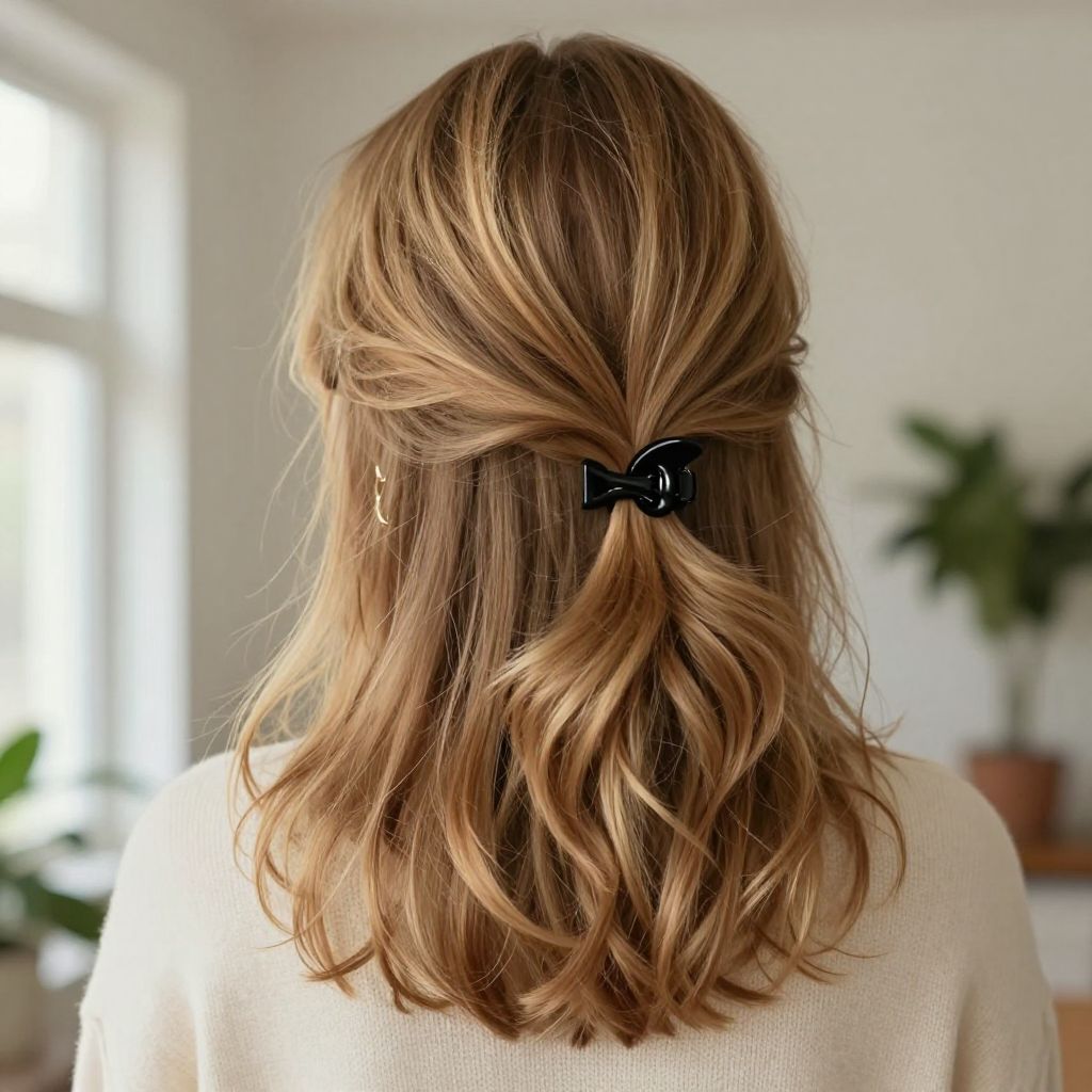 Textured Low Half Up Twist with Claw Clip