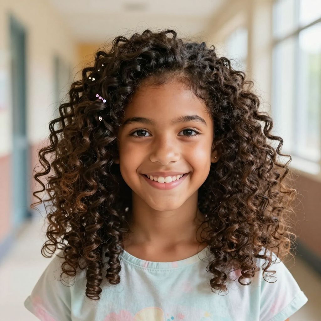 Curly Fro with Decorative Clips hairstyle