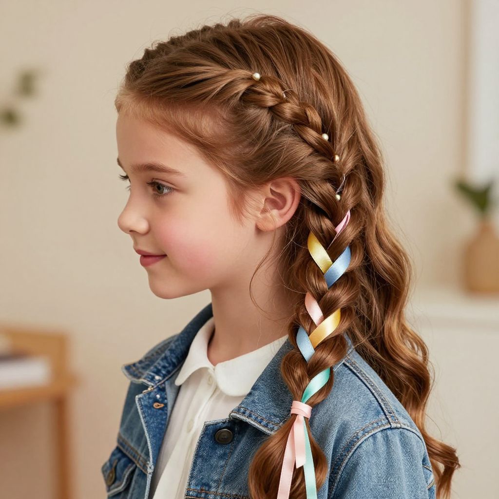 Low Side Braid with Ribbons hairstyle