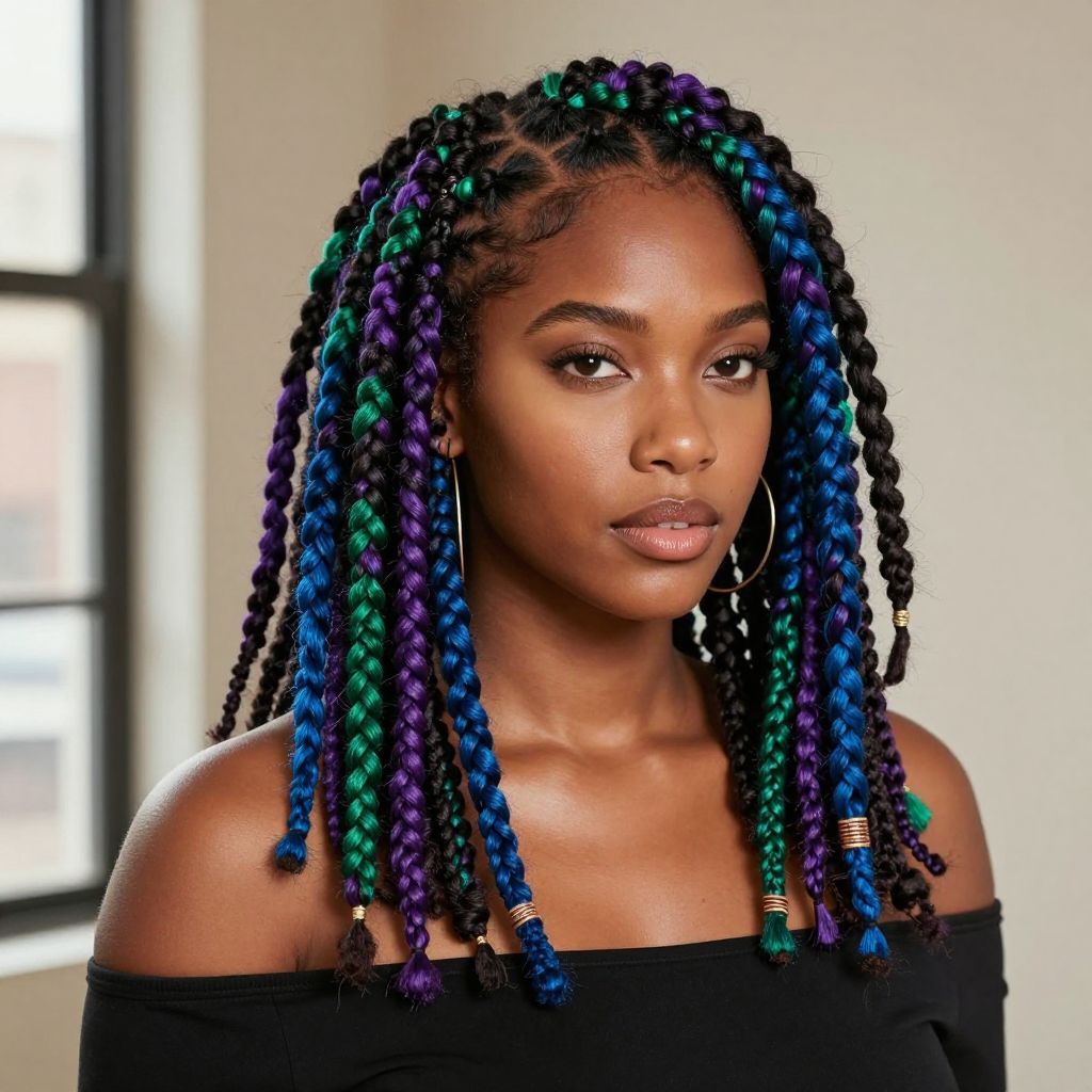 Faux Locs Wrap with Colored Weave Twists