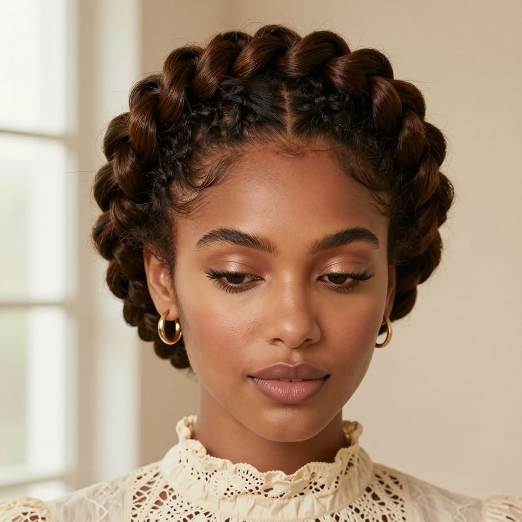 Halo Braids with Weaved Baby Hairs