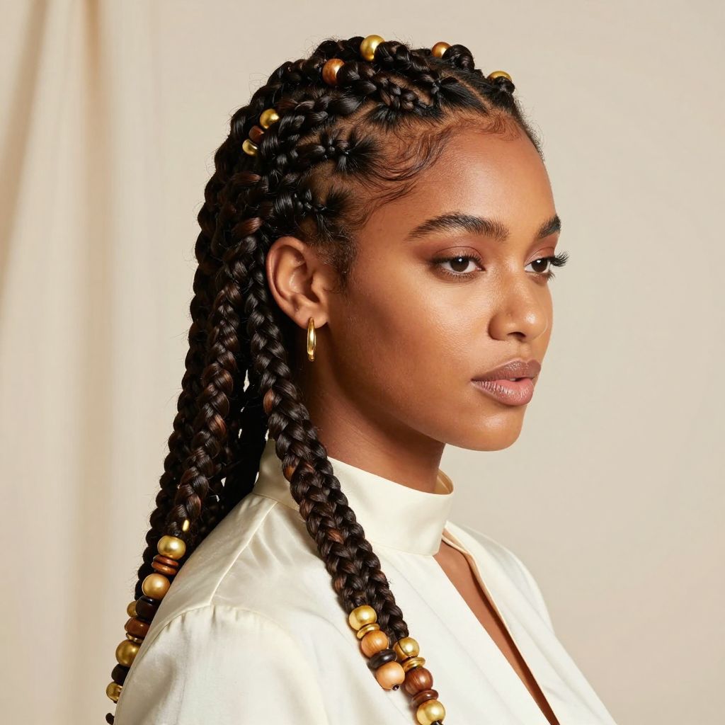 Goddess Braids with Beaded Accents