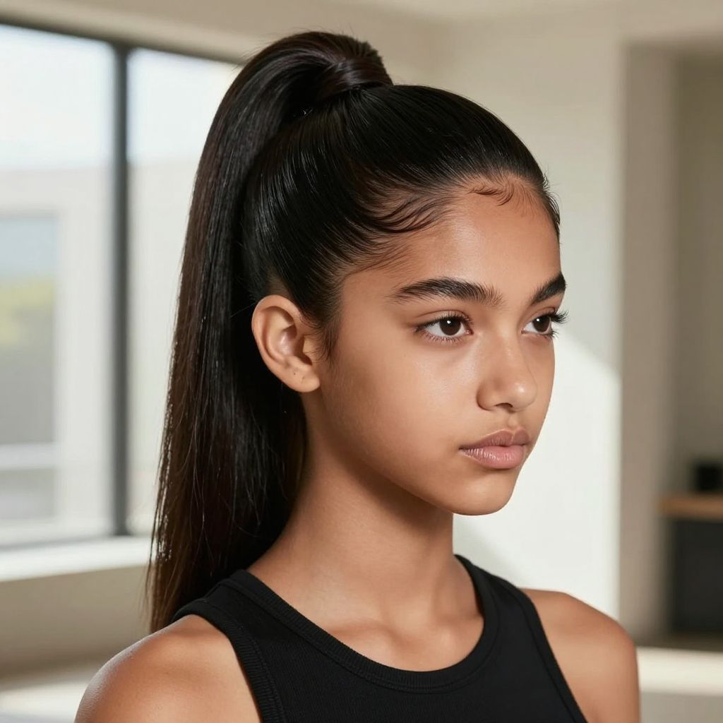 High Ponytail with Defined Edges