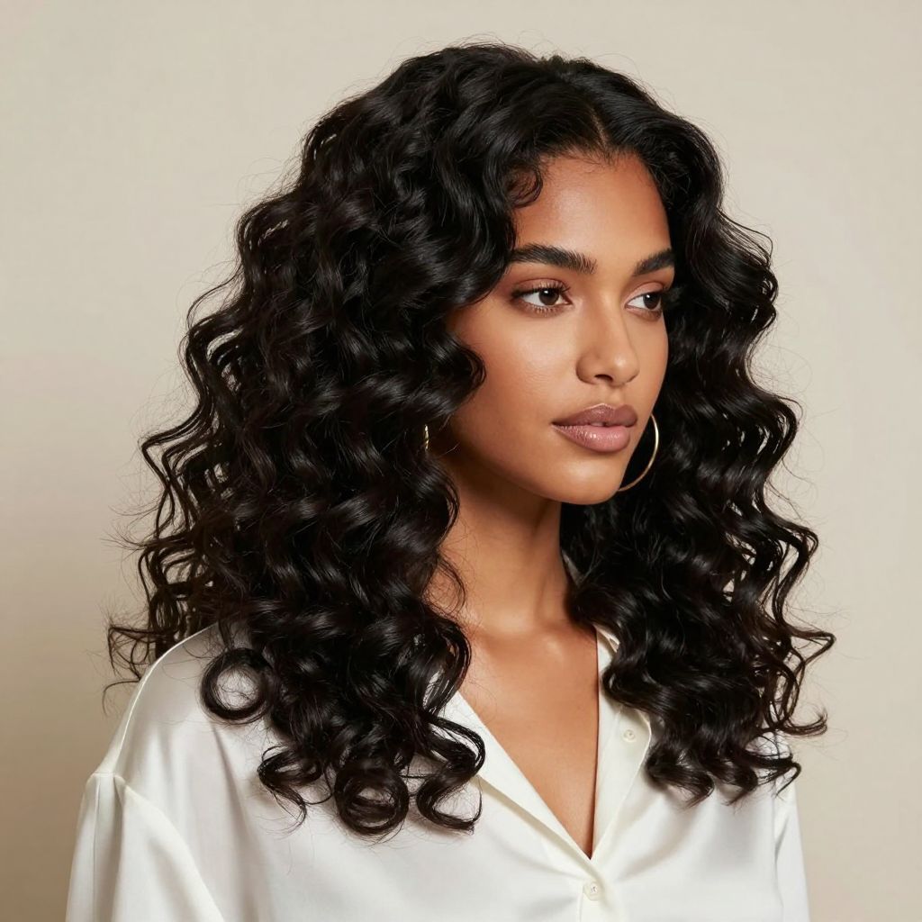 Side-Swept Curls with a Deep Part