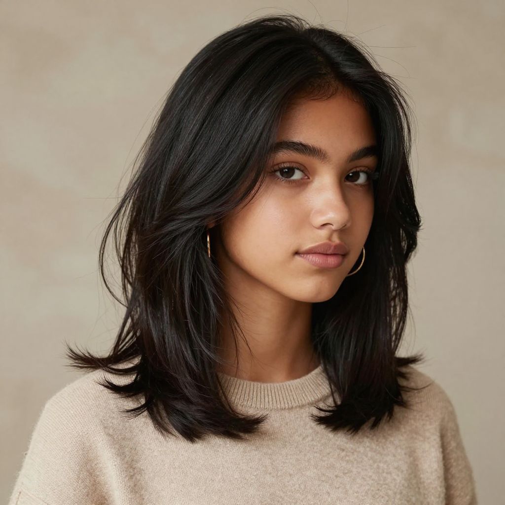 Layered Shoulder-Length with Side Part