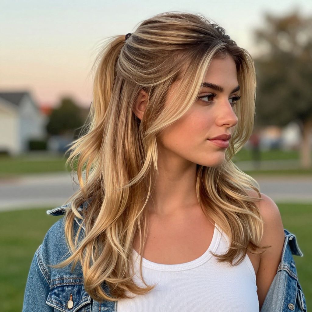 Top Half-Up, Half-Down Ponytail