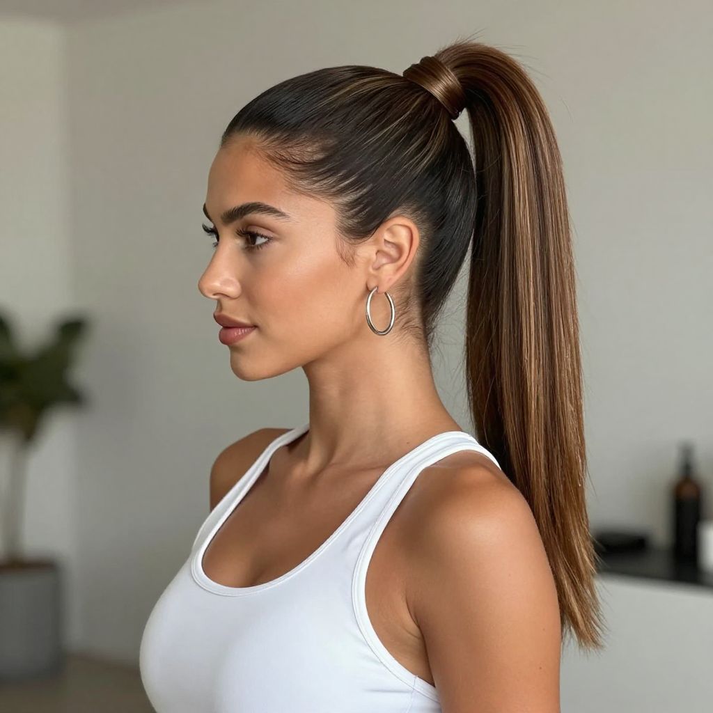 The Classic High Ponytail with a Wrapped Section