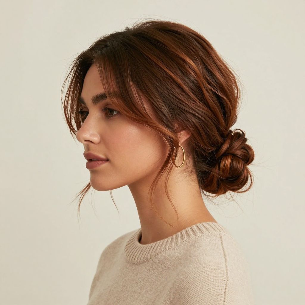 Textured Low Bun with Wispy Layers