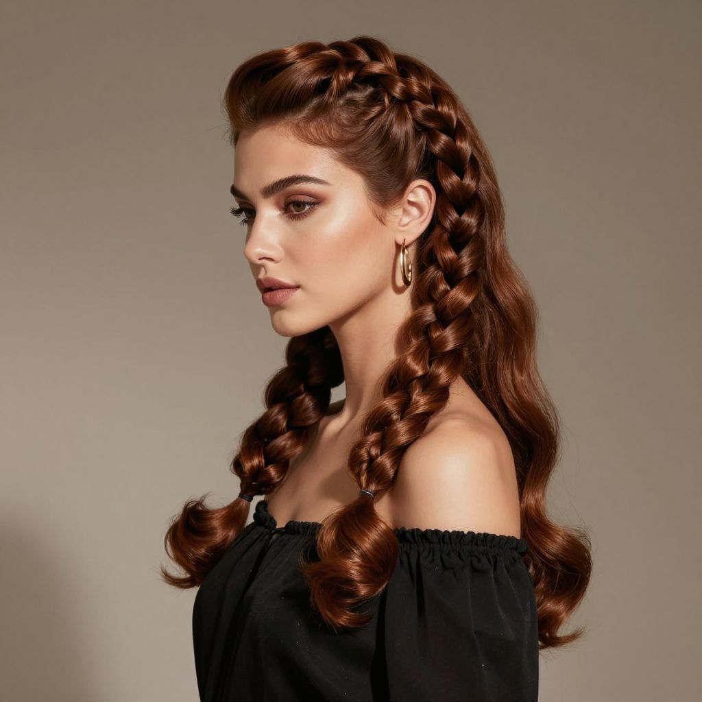 Retro Two Braids with Volume