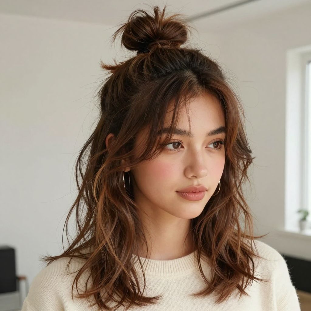 The Messy High Bun with Wispy Strands