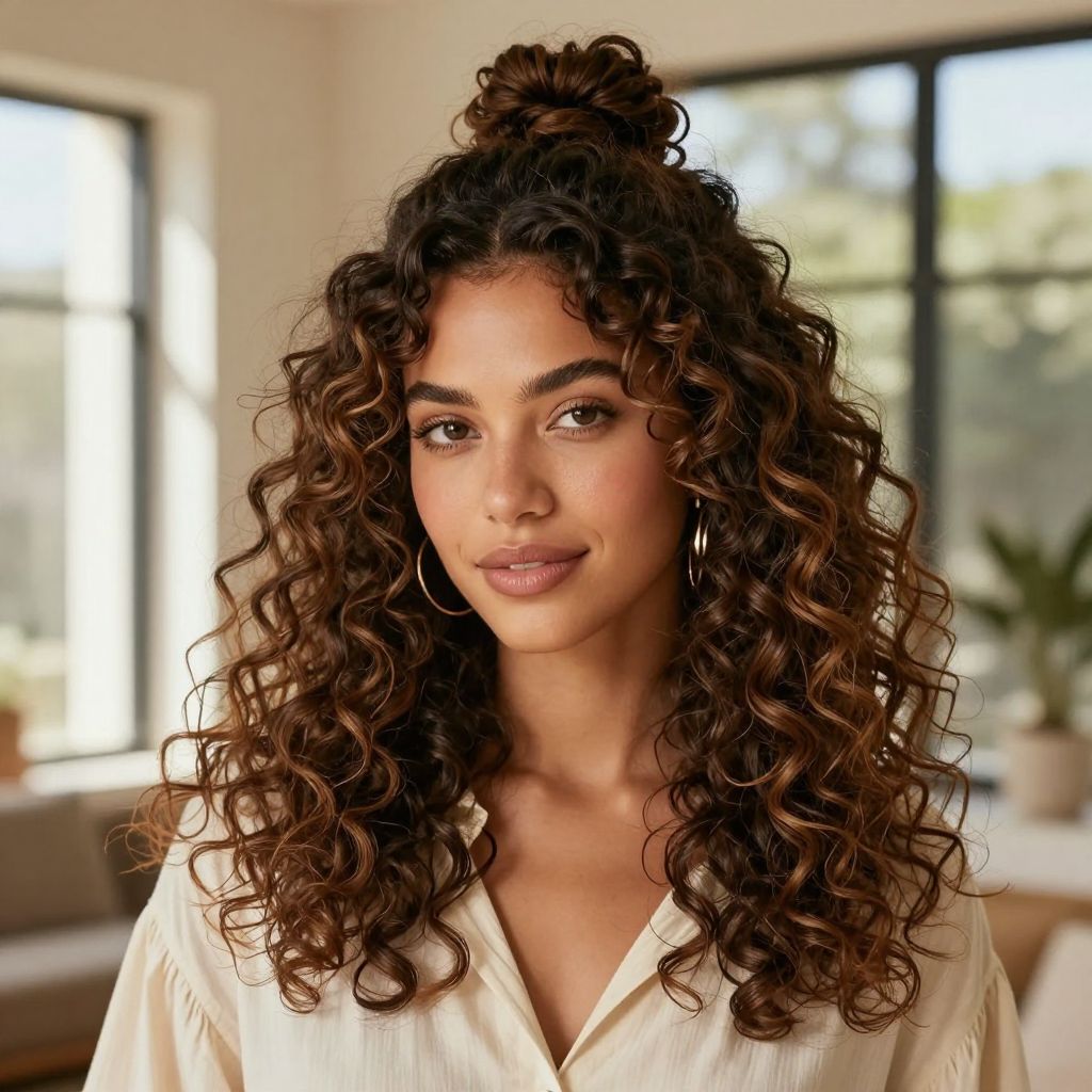 Half-Up Curly Knot