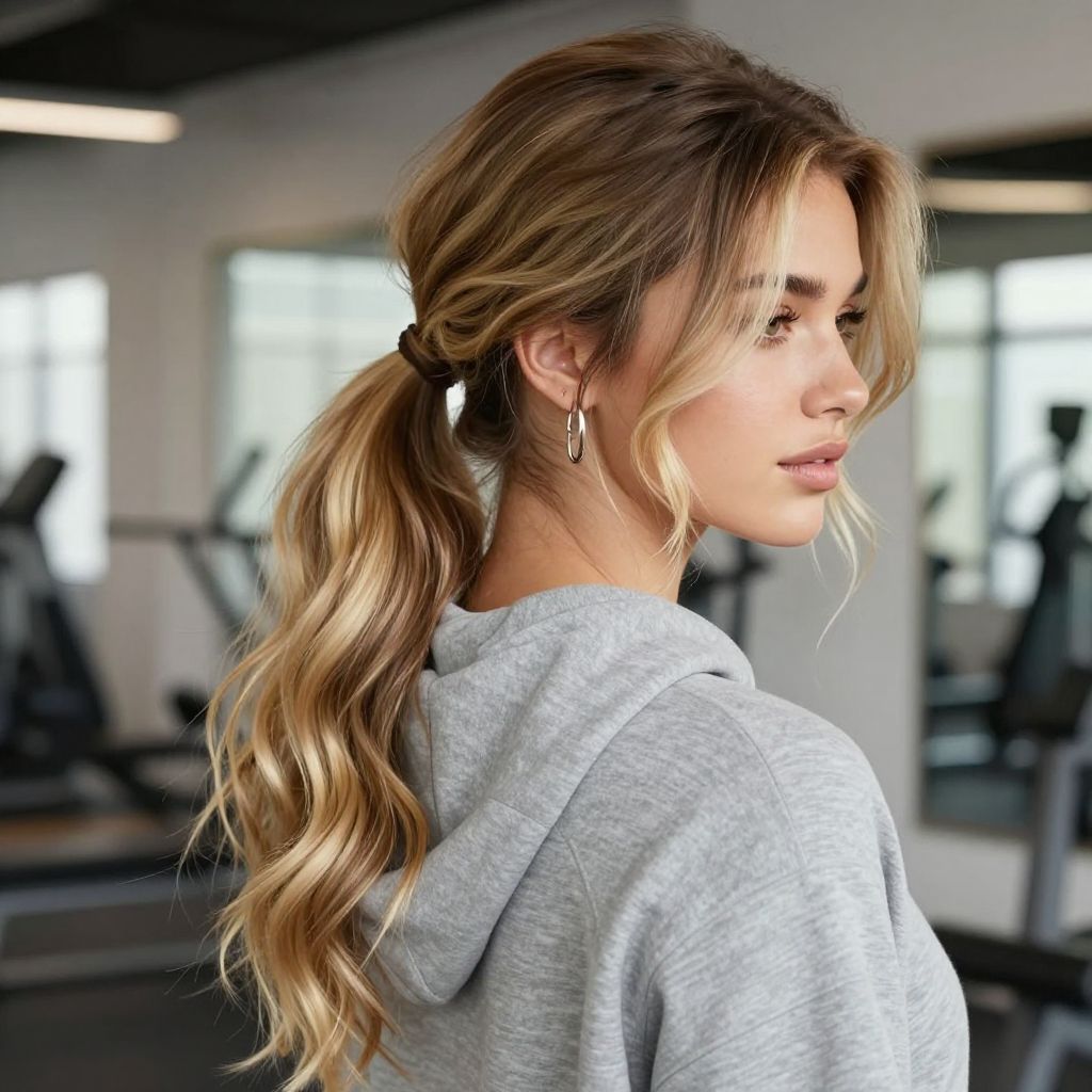 Textured Low Ponytail with Face-Framing Layers