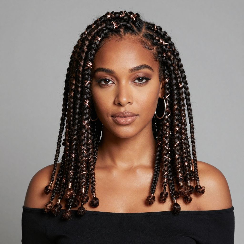 Faux Locs with Metallic Thread Wrap