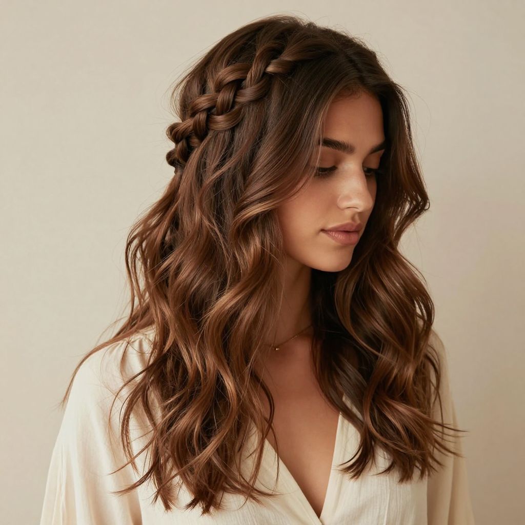 Braided Crown with Loose Waves