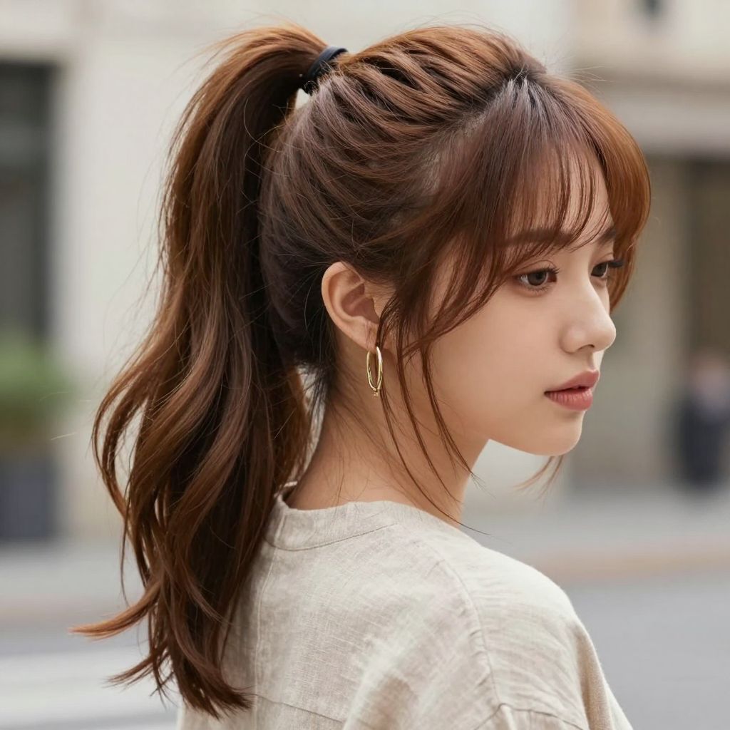 High Ponytail with Front Tendrils