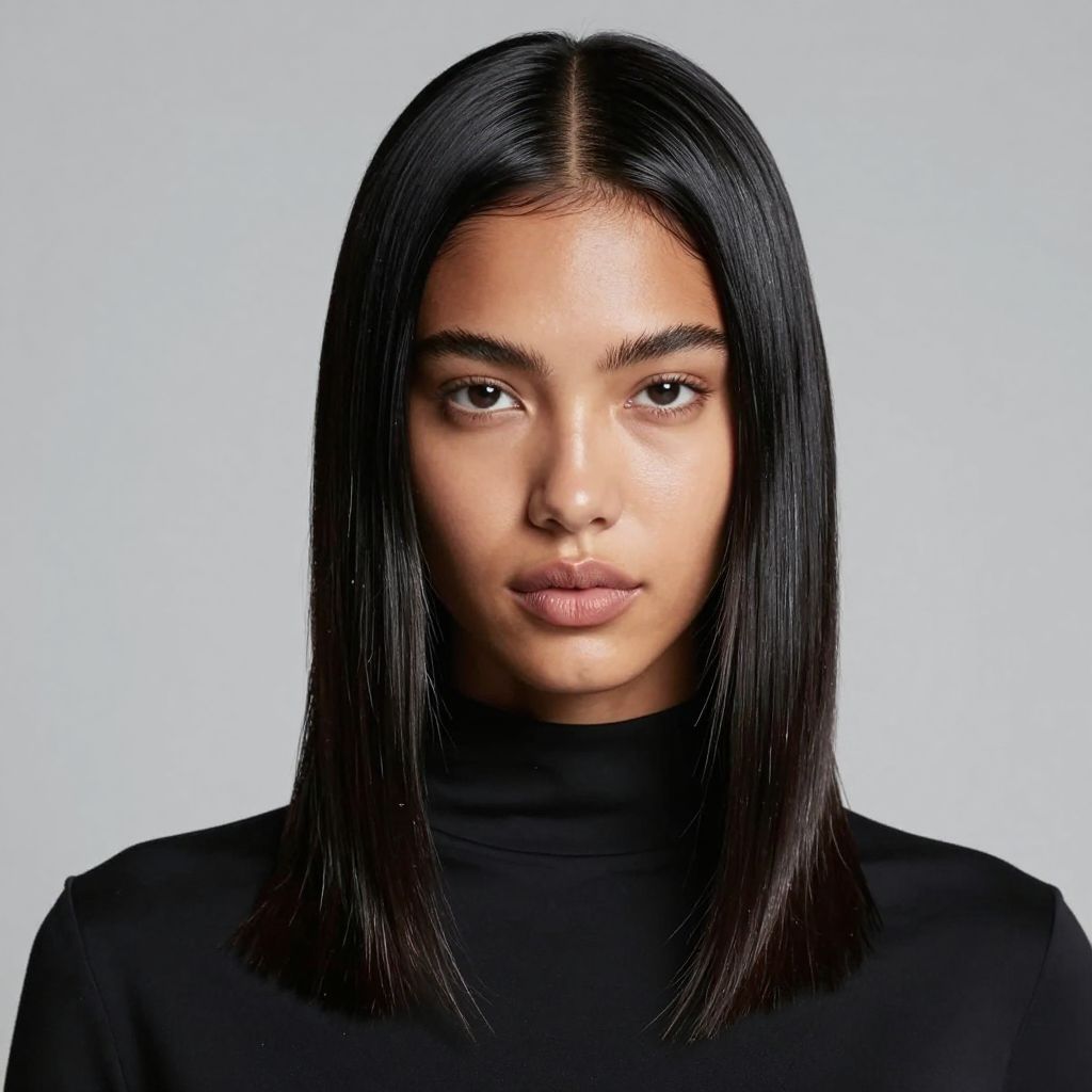 Slick Middle Part with Wet Look