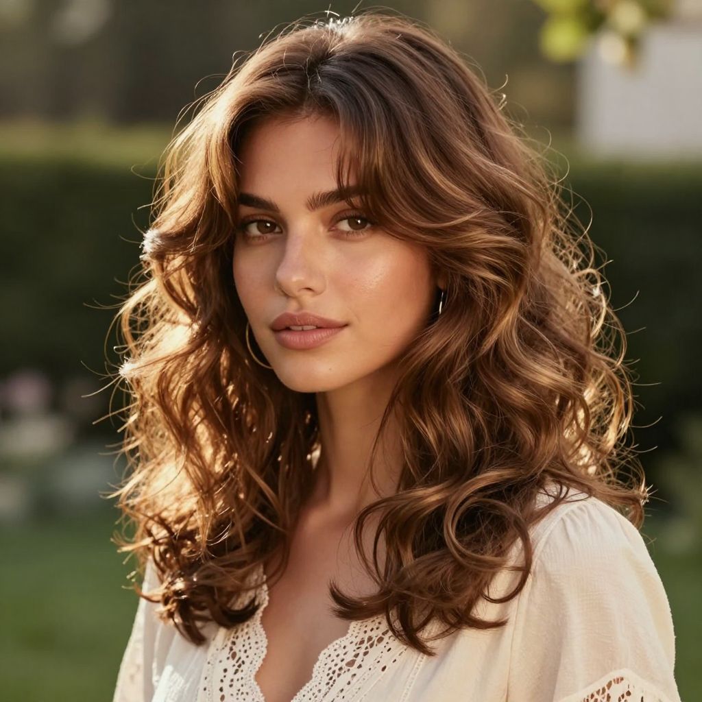 Wispy Side Bangs with Loose Curls