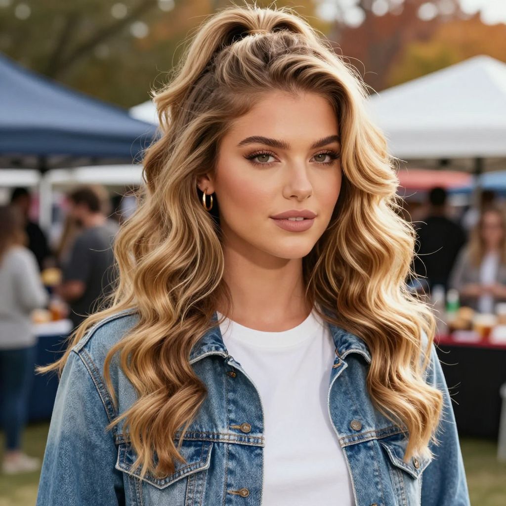 Voluminous Half-Up, Half-Down with Soft Waves