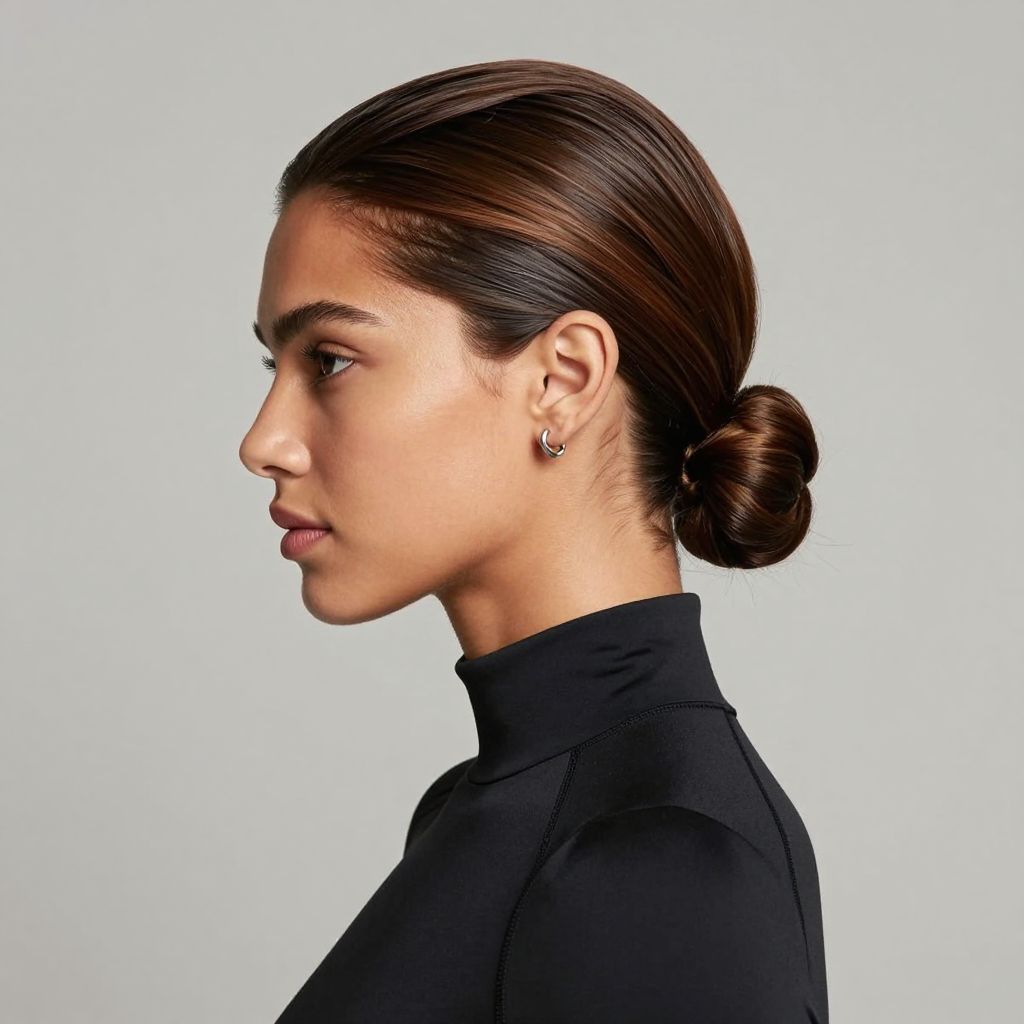 Slicked Side Part with Low Bun