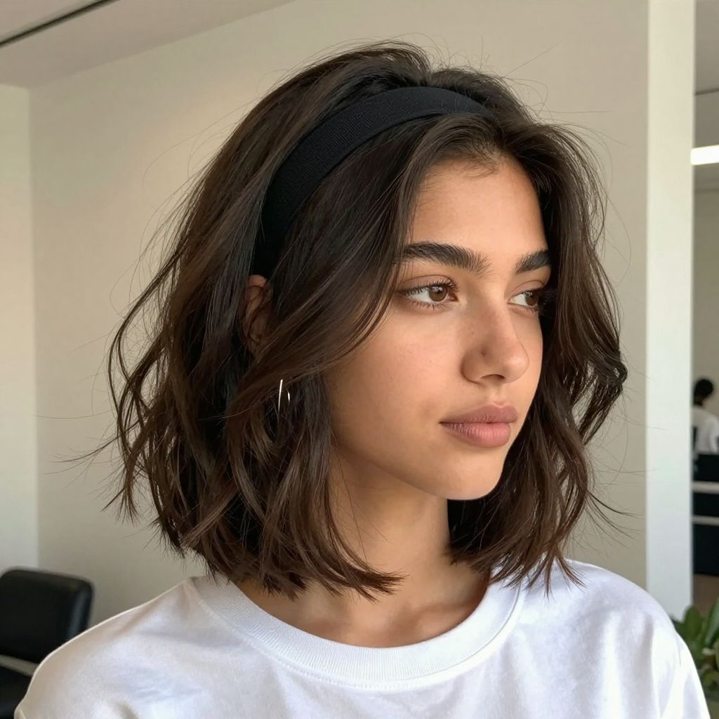Textured Bob with Headband