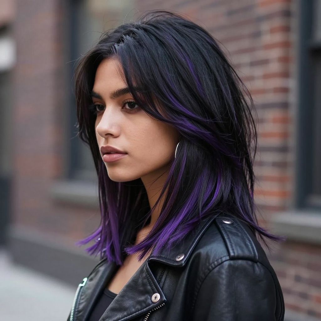 Layered Cut with Subtle Purple Glow