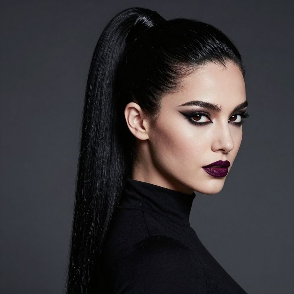 Slicked Back Gothic Ponytail