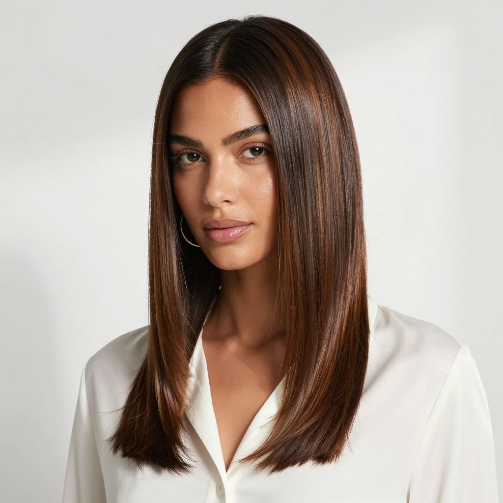 Low Ponytail with Center Shine