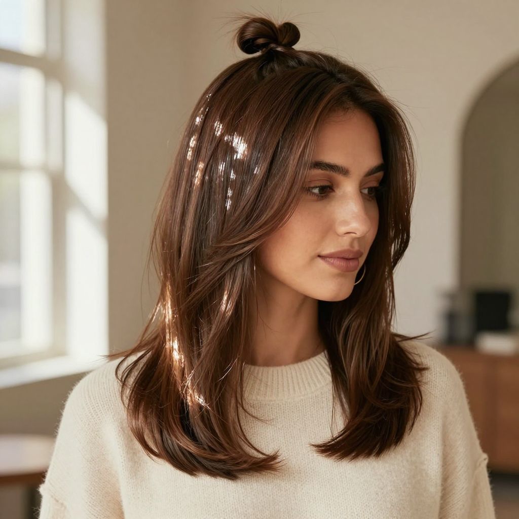 Half-Up Knot with Natural Shine