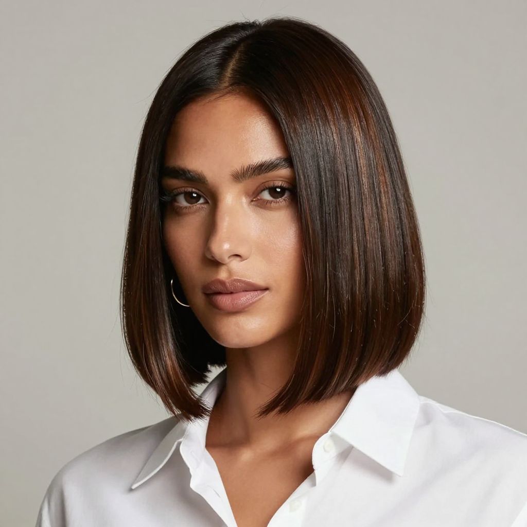 Sleek Bob with Center Part