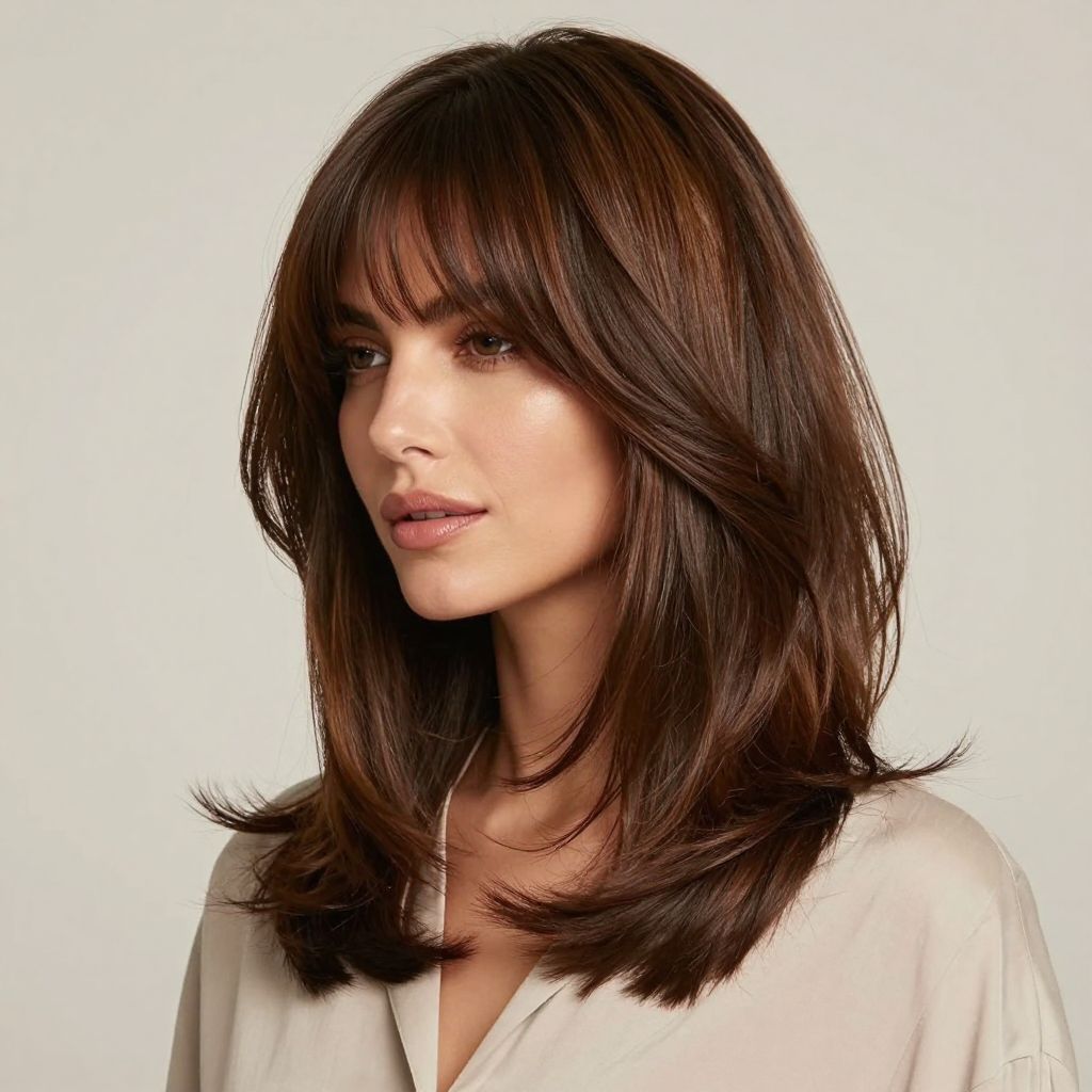 Voluminous Blowout with Curtain Bangs