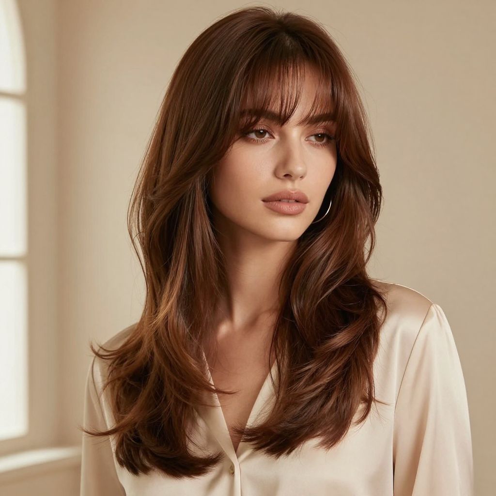 Long Loose Layers with Side Bangs