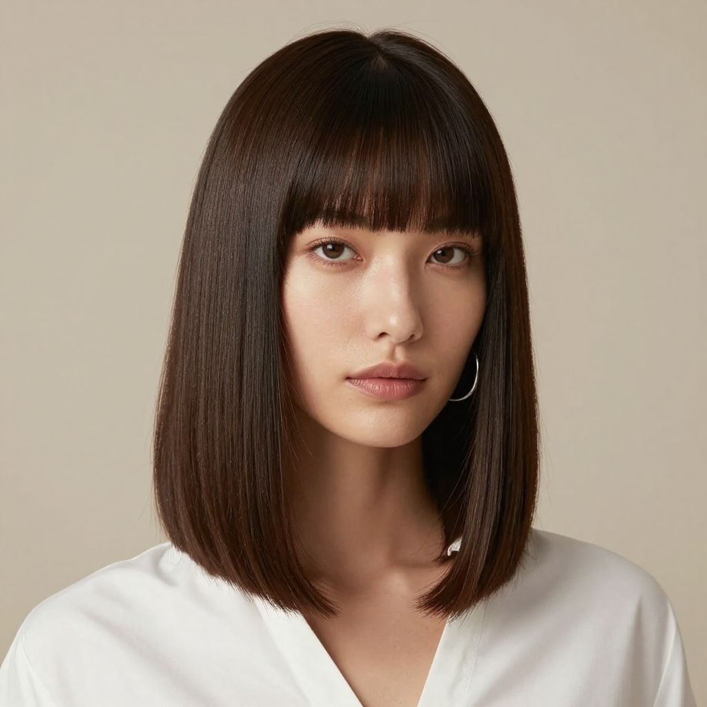 Blunt Fringe with Sleek Lob