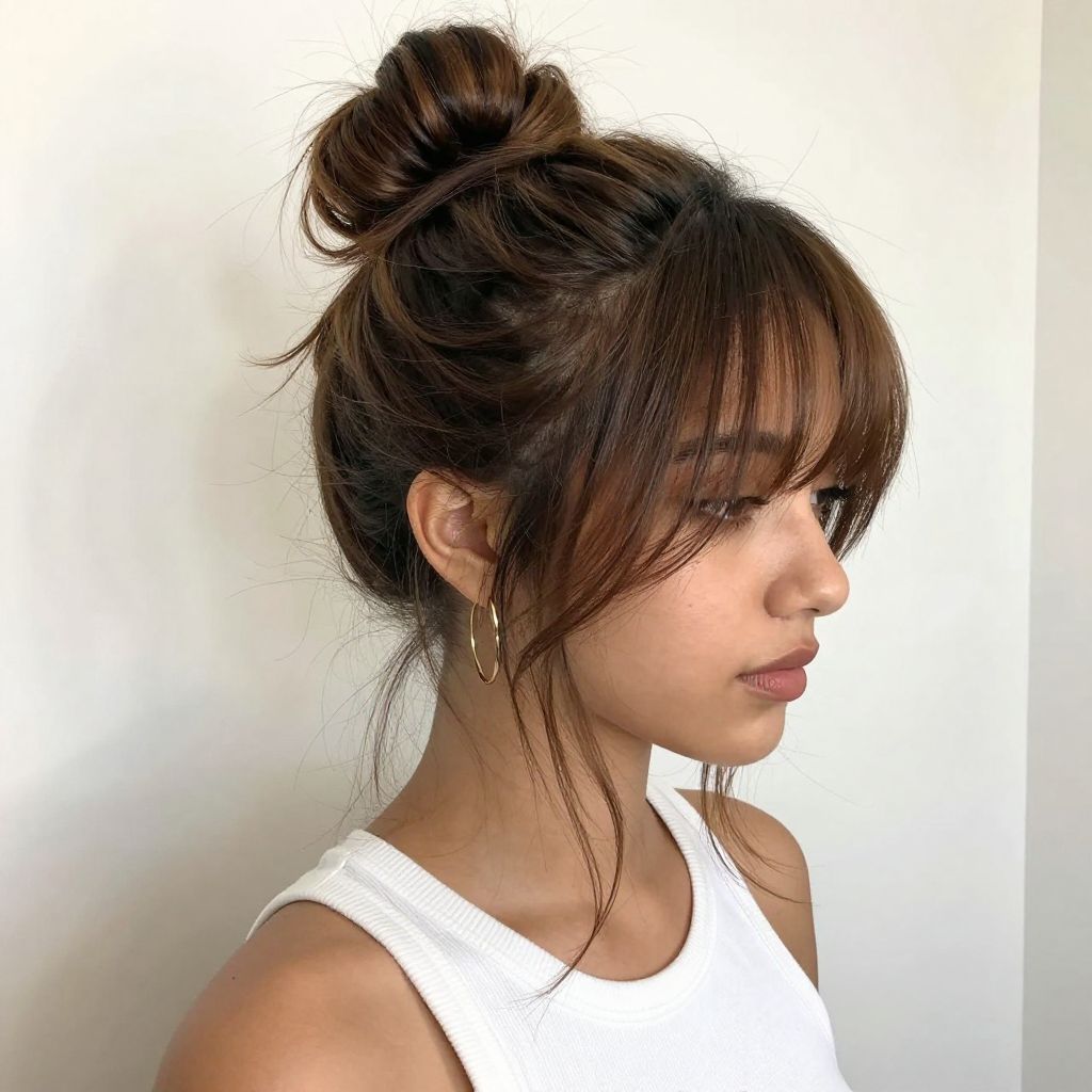 Voluminous Top Knot with Face-Framing Strands