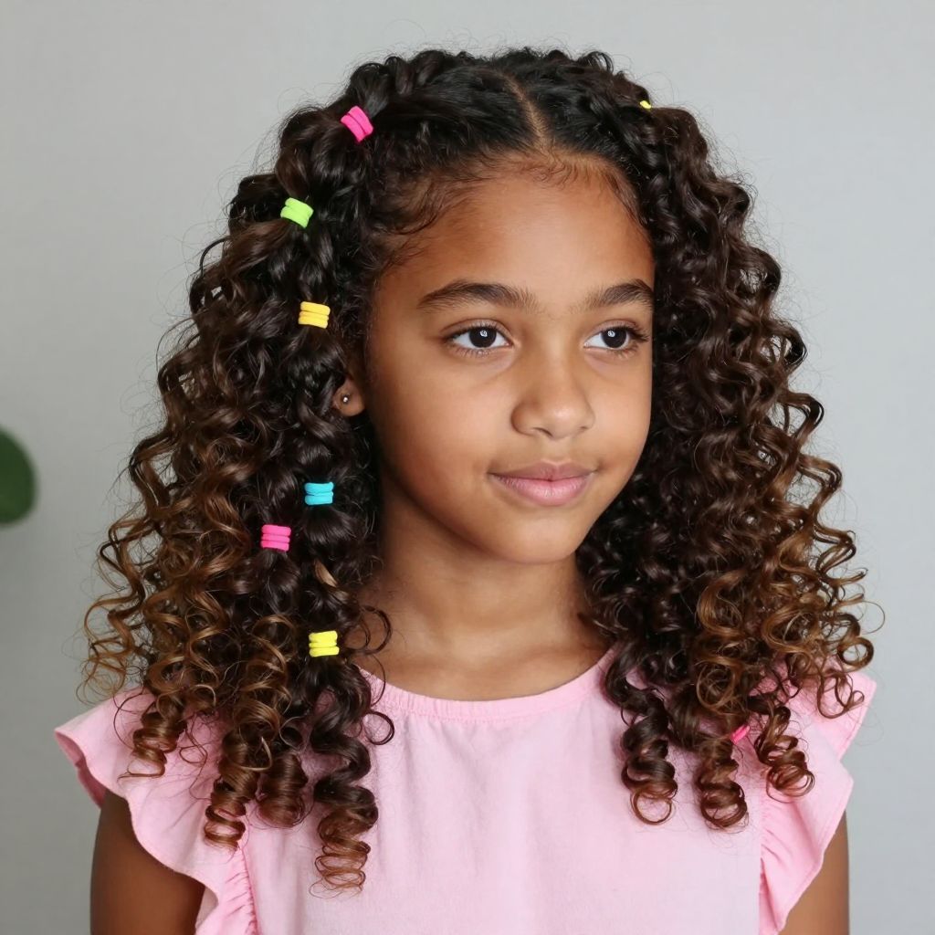 Two Strand Twists with Colorful Hair Ties
